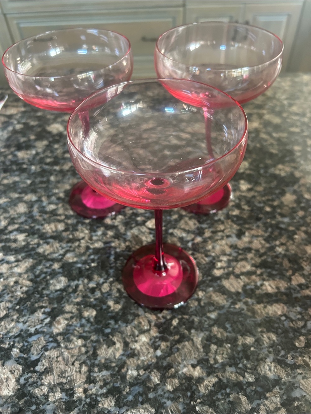 Ashland 10 OZ.Pink Coupe Cocktail Glasses - Set of 3 NWT